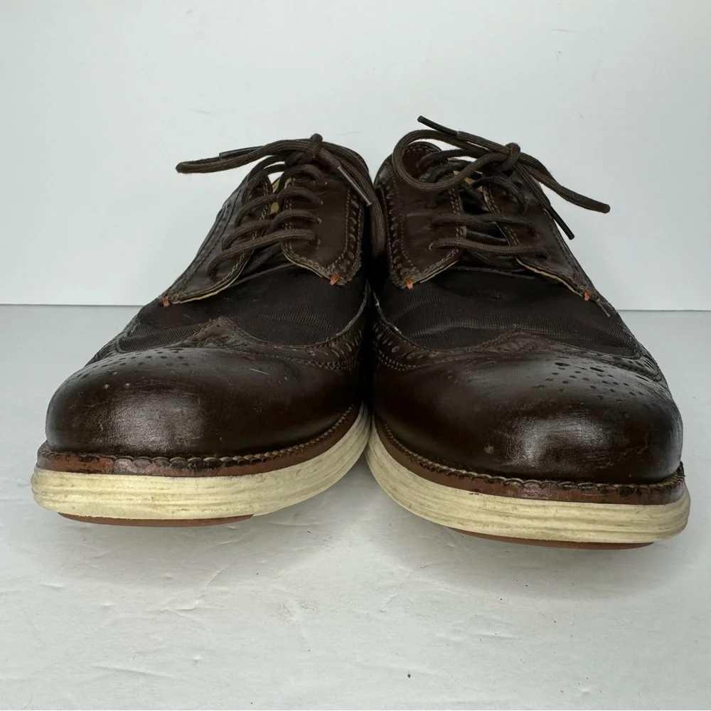 Cole Haan Grand O’s Brown Leather‎ And Fabric Wingtip Oxfords  Men’s Size 11.5 M